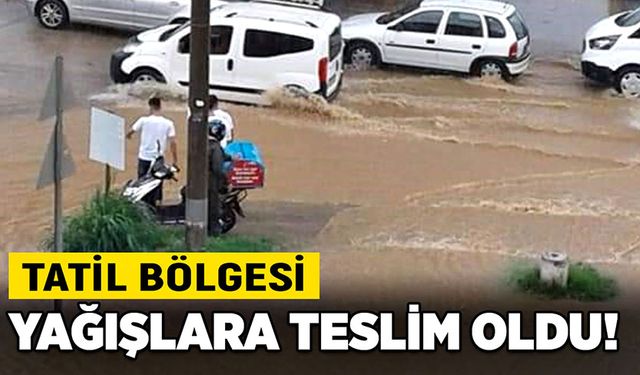 Tatil bölgesi yağışlara teslim oldu