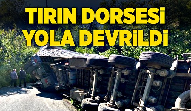 Tırın dorsesi yola devrildi