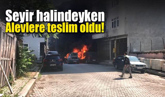 Otomobil seyir halinde alevlere teslim oldu!