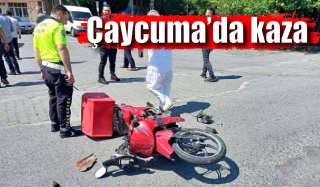 Çaycuma'da kaza; Moto kurye ile otomobil çarpıştı: 1 yaralı