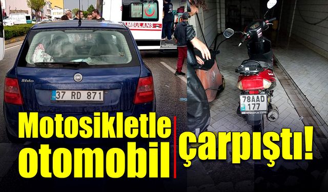 Motosikletle otomobil çarpıştı! Sürücü yaralandı!