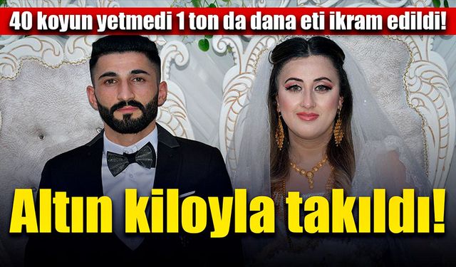 40 koyun yetmedi 1 ton da dana eti ikram edildi! Altın kilo ile takıldı!