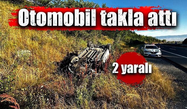 Yoldan çıkan otomobil takla attı! 2 yaralı!