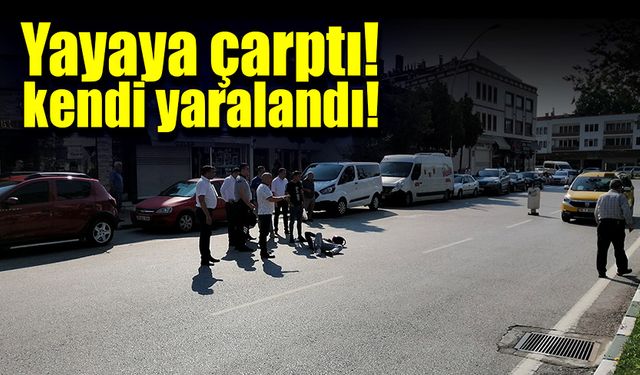 Yayaya çarptı kendi yaralandı!