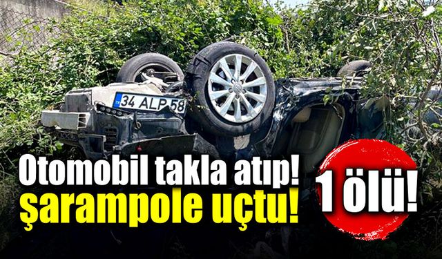 Otomobil takla atıp şarampole yuvarlandı! 1 ölü!