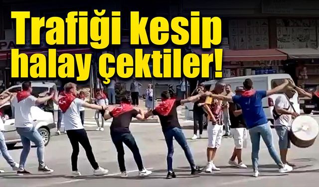 Trafikte halay çeken gençlerin eğlencesi trafiği felç etti!