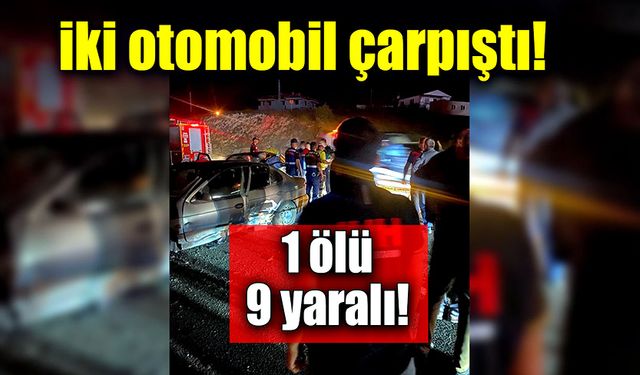 İki otomobil çarpıştı! 1 ölü 9 yaralı