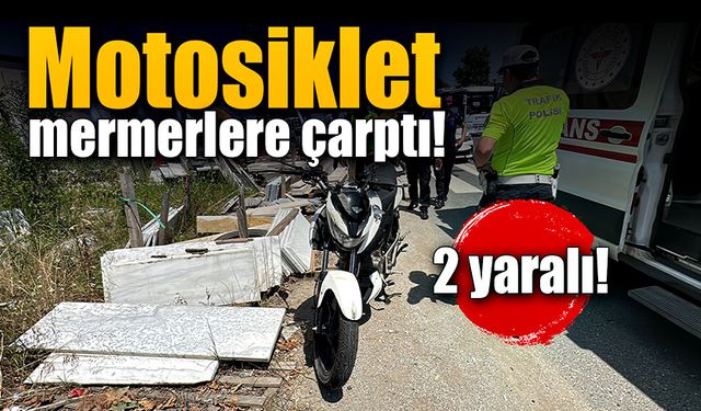 Motosiklet kontrolden çıktı! Mermerlere çarptı!