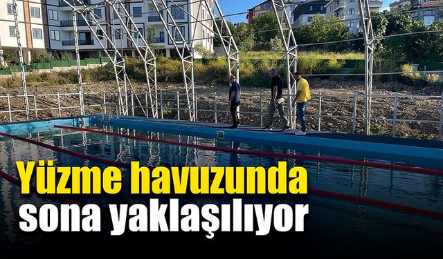 Portatif yüzme havuzu inşaatı tamamlanmak üzere