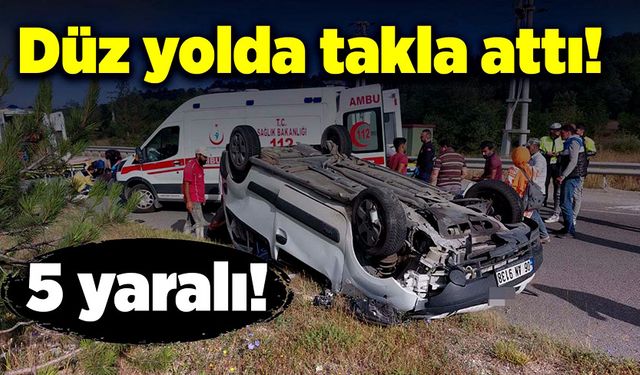 Bolu Yeniçağa'da hafif ticari araç takla attı: 5 yaralı