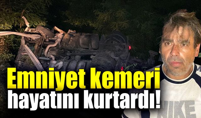 Kaza yapan sürücünün hayatını emniyet kemeri kurtardı!