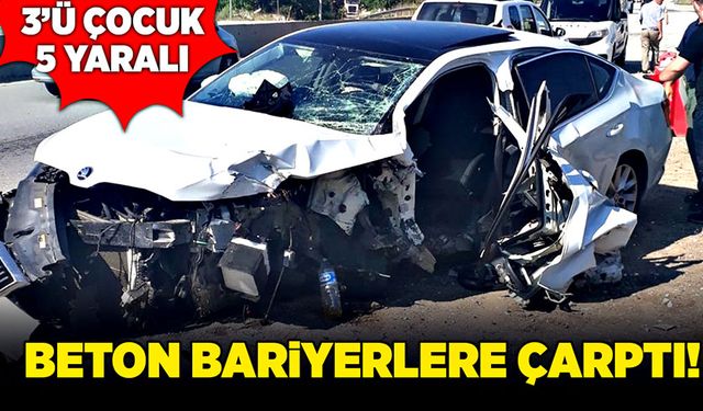 Beton bariyerlere çarptı