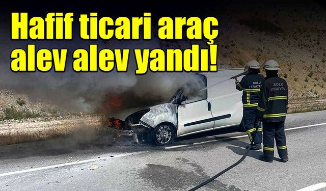 Hafif ticari araç seyir halinde yanmaya başladı!