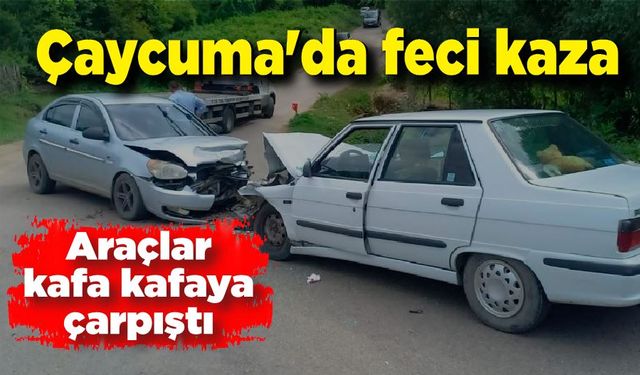 Çaycuma'da feci kaza; Araçlar kafa kafaya çarpıştı