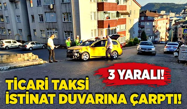 Ticari taksi istinat duvarına çarptı!