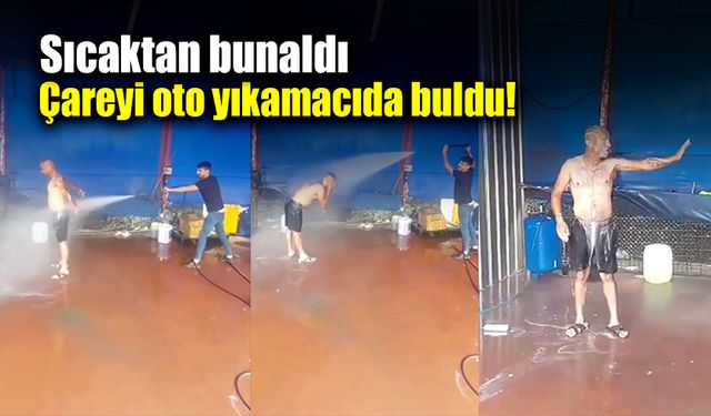 Serinlemek istedi, oto yıkamacıda suyun altına girdi!