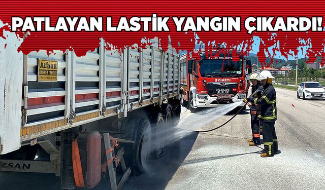 Patlayan lastik yangın çıkardı!