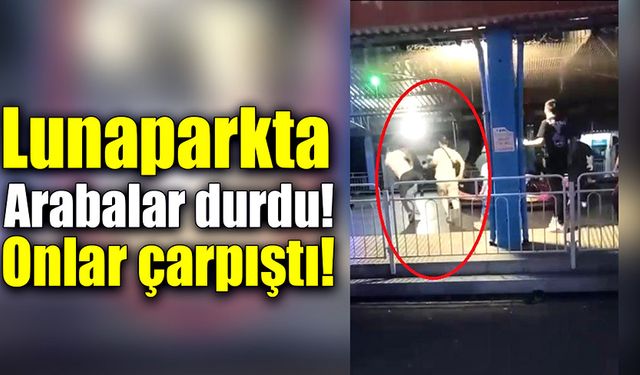 Lunaparkta arabalar durdu onlar çarpıştı!