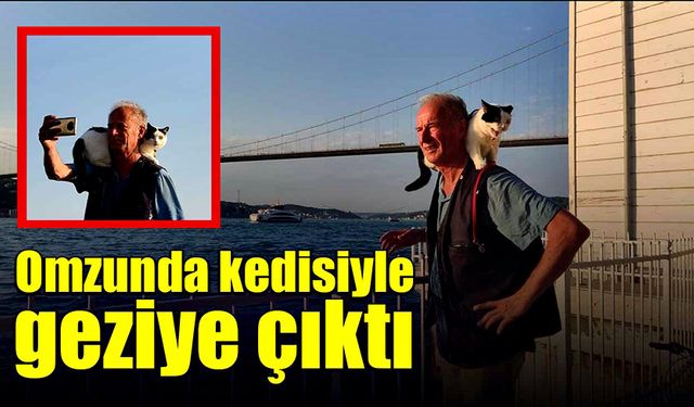 Kedisi Slyvia ile İstanbul’u geziyor