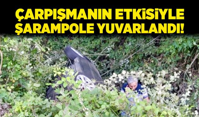 Çarpışmanın etkisiyle  şarampole yuvarlandı!