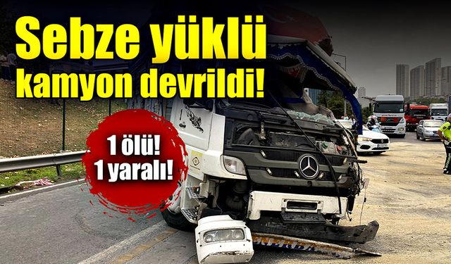 Sebze yüklü kamyon devrildi! Sürücü hayatını kaybetti!