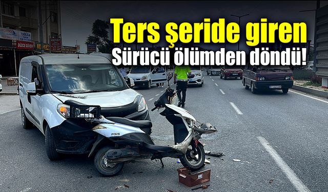 Ters şeride giren elektrikli bisiklet sürücüsü ölümden döndü