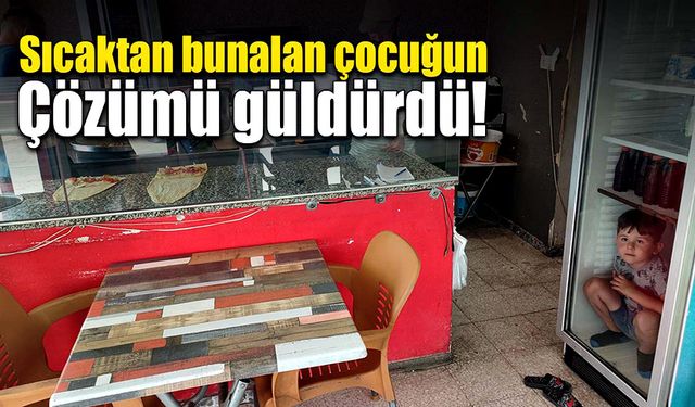 Sıcaktan bunalan çocuk çareyi buzdolabında buldu!