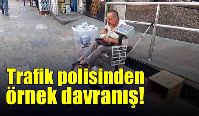 Trafik polisinden örnek davranış!