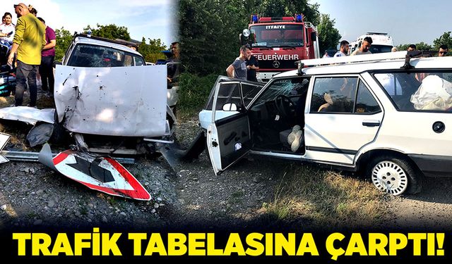 Trafik tabelasına çarptı!