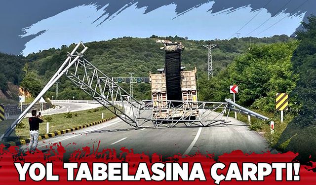 Yol tabelasını devirdi!