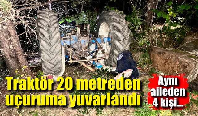 Traktör 20 metreden uçuruma yuvarlandı