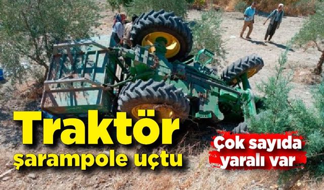 Traktör şarampole devrildi: 1’i ağır 8 yaralı