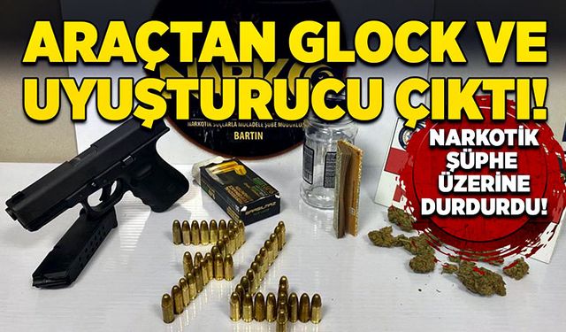 Narkotik şüphe üzerine durdurdu. Araçtan Glock ve uyuşturucu çıktı