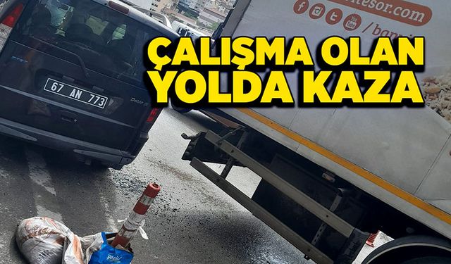 Çalışma olan yolda kaza