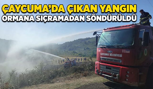 Çaycuma’da çıkan yangın ormana sıçramadan söndürüldü