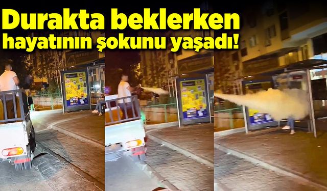 Otobüs durağında bekleyen kişi hayatının şokunu yaşadı!