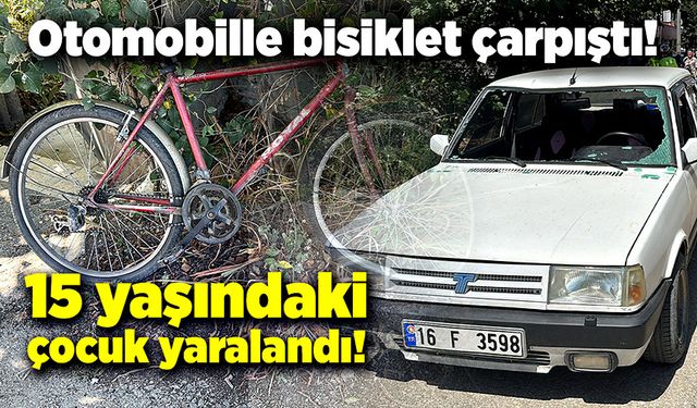 Otomobille bisiklet çarpıştı, bisikletli çocuk camdan içeri girdi!