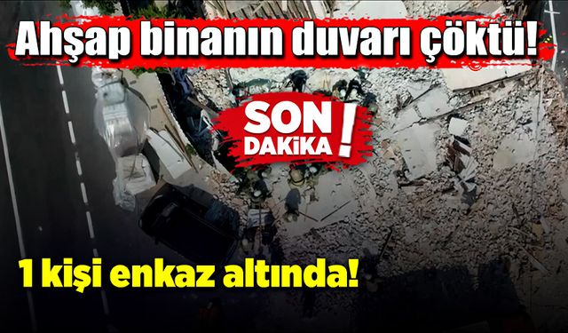 Tarihi bina restorasyonunda duvar çöktü, stajyer çalışan mahsur kaldı!