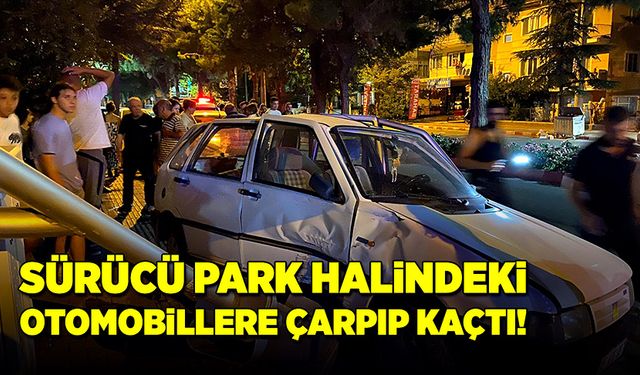 Park halindeki otomobillere çarpıp olay yerinden kaçtı!