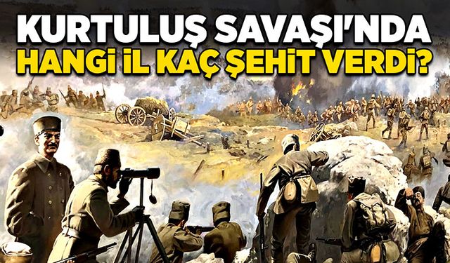 Kurtuluş Savaşı'nda hangi il kaç şehit verdi?