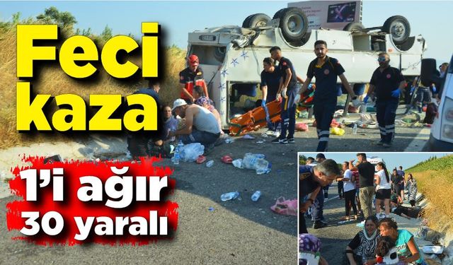 İşçi servisi ile otomobil çarpıştı: 1’i ağır 30 yaralı