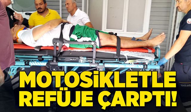 Motosikletle refüje çarptı!