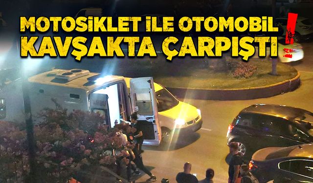 Motosiklet ile otomobil kavşakta çarpıştı!