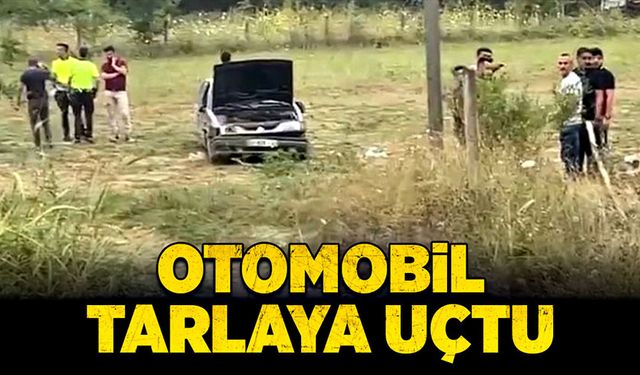 Gökçebey'de otomobil tarlaya uçtu!