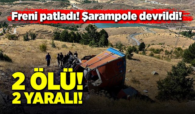 Feci kaza! Freni patlayan kamyon şarampole devrildi!