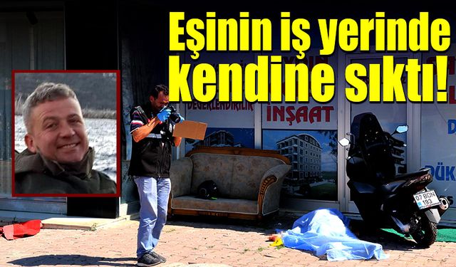 Eşinin iş yerinde kendine sıktı!