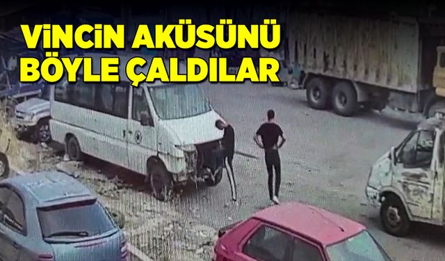 Hırsızların aküyü çalma anları kamerada!