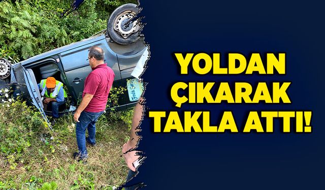 Yoldan çıkarak takla attı!