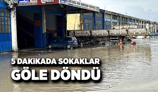 5 dakika içinde yollar göle döndü!