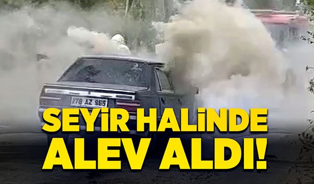 Seyir halinde alev aldı